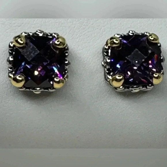 Amethyst Facet Cut Earrings - Picture 4 of 4